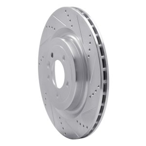 Land Rover Defender 90 Brake Rotor (1) - Rear Right - R1 Concepts - Drilled & Slotted - Silver - `13-`25